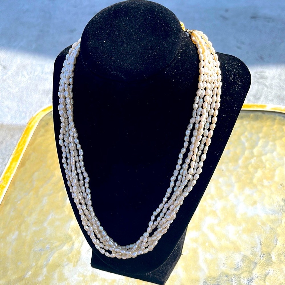 Seed pearl 6 strand vintage necklace